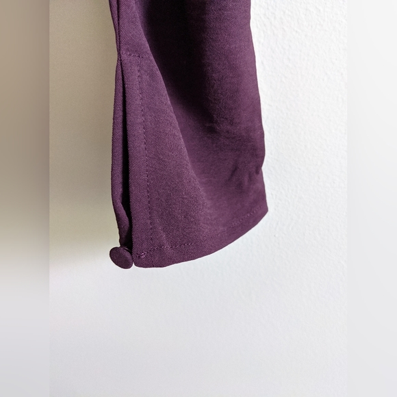 Burgundy Ruched Long Sleeve Express Blouse - Picture 3 of 7